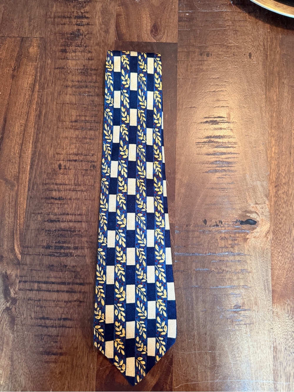 Navy and Gold Geometric Men's Tie